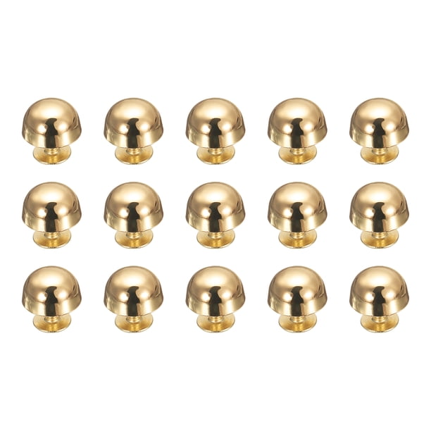 Uxcell 15 Pcs Remaches Redondos, Remaches de Decoración de Metal de 12mm, Remaches de Tornillo Dorados