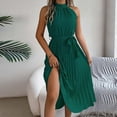 thumbnail image 6 of XFYSSS Fashion Casual Ladies Summer Elegant Round Neck Sleeveless Waist Fold Dress Cinched Pleated Dress For Women Sleeveless Round Neck Dress, 6 of 7