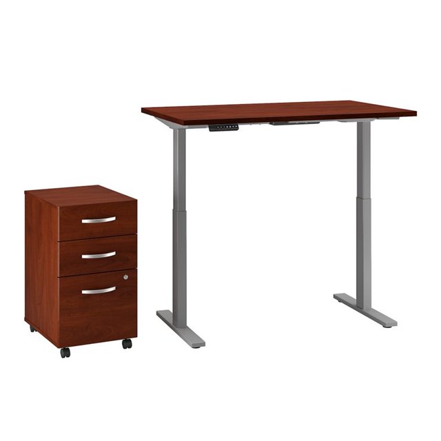 Move 60 Series 48W x 24D Adjustable Desk Set in Hansen Cherry - Engineered Wood