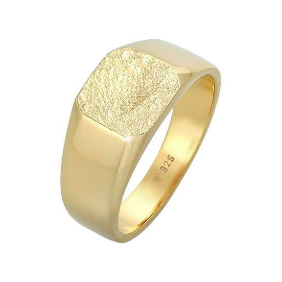 KUZZOI Men's Classic Engravable Signet Ring Silver 18K Gold Plated Size 7-11