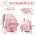 thumbnail image 2 of Mochila MUSEVOS Kawaii para niñas para la escuela con bolsa de mano rosa, 3 unidades, 2 of 6