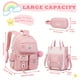 thumbnail image 2 of Mochila MUSEVOS Kawaii para niñas para la escuela con bolsa de mano rosa, 3 unidades, 2 of 6