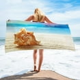 thumbnail image 2 of XMMSWDLA Starfish Seashell Beach Hand Towels 30x60 In Sea Ocean Marine Nautical Bathroom Towel Soft Absorbent Wooden Summer Small Bath Towel Kitchen Dish Guest Towel Home Bathroom Decorations, 2 of 5