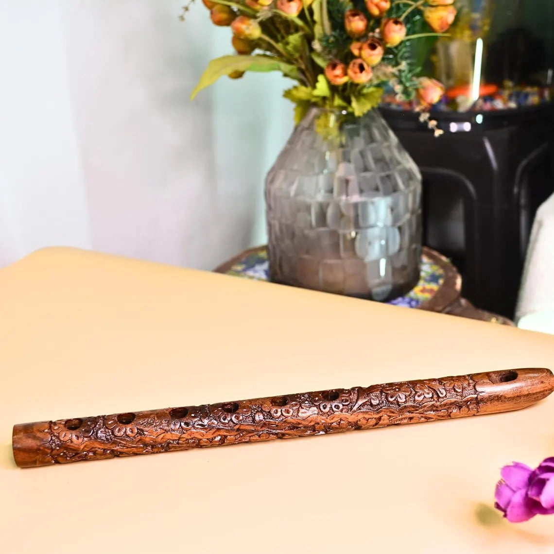 Handcrafted Wooden Flute/Bansuri Woodwind Flute Musical Mouth Instrument (Size-13 Inch Approx.)