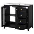 thumbnail image 3 of viswild 36" Bathroom Vanity with Soft Close Doors, 3 Drawers & Adjustable Shelf - Ceramic Sink, Overflow Protection, Gold Handles for Small Bathroom, Black, 3 of 12