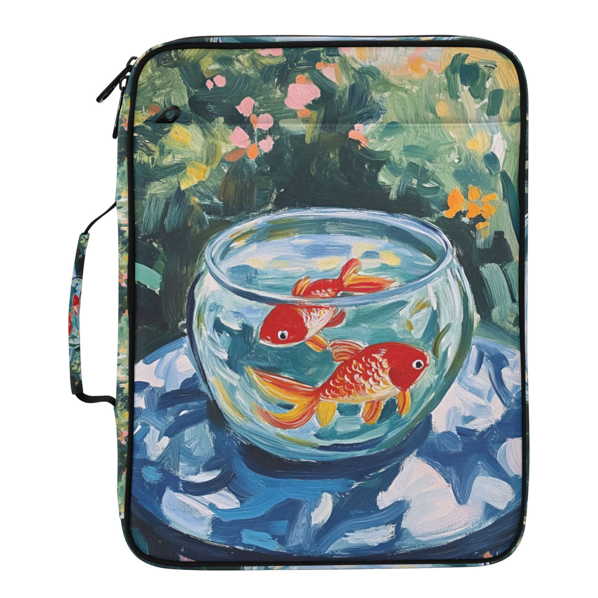 FORMRS Accordion File Folder A4 Size 7-Pocket Expanding Document Organizer Bag with 3 Ring Binder, Red Goldfish