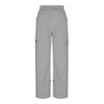 thumbnail image 5 of Qulqfy Gray Women's Pants 2025 Capri Casual Cotton High Waisted with Pockets Petite Cargo Pants Ladies Sweatpants S, 5 of 8