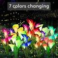 thumbnail image 3 of Flores solares decorativas al aire libre, decoración LED cambiante multicolor para patio, césped, jardín, patio, 3 of 5