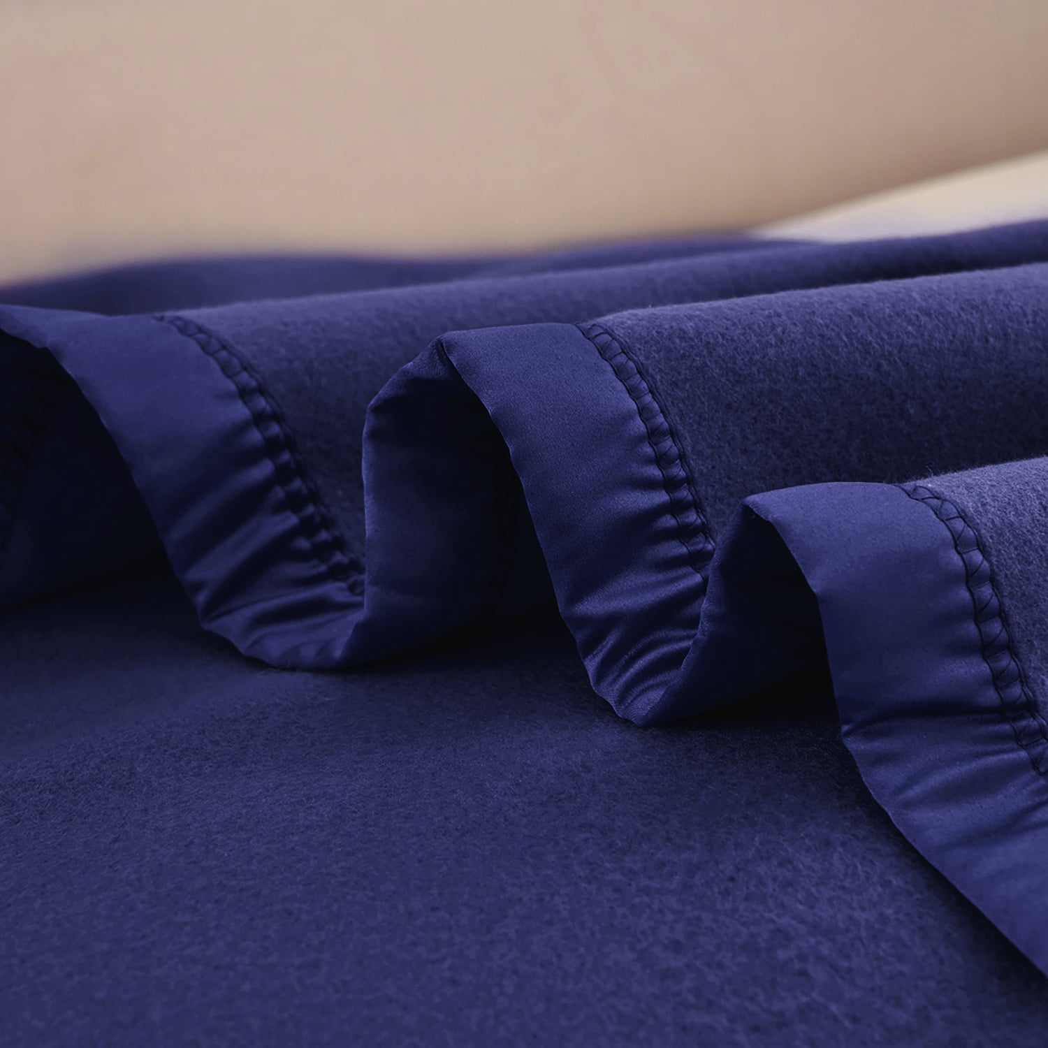JML Soft Fleece Throw Blanket with Satin Trim, 50"x60", Navy