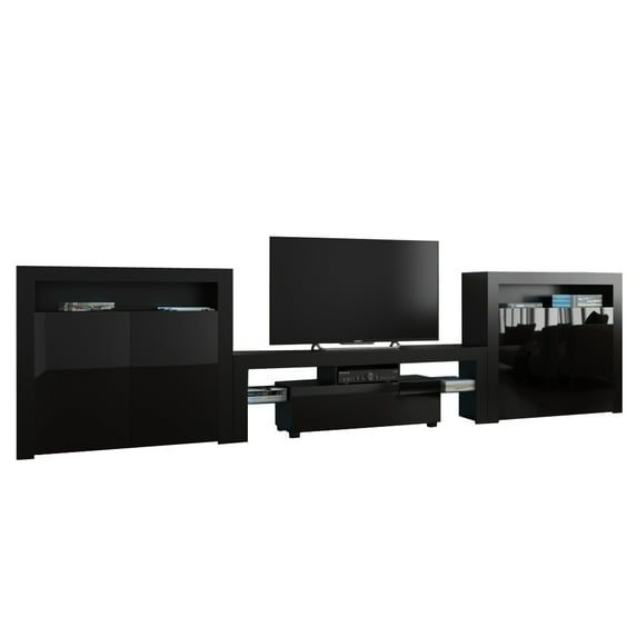 Milano Set 160-2D-2D Modern Wall Unit Entertainment Center