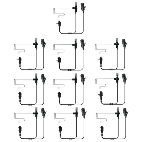 Headset for Vertex 2-Way Radio VX417. VX427, VX450, VX426, EVX530/531(eVerge) by MaximalPower (10 Pack) FBI Surveillance Headset Earpiece PTT Mic with Kevlar Enforcement