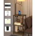thumbnail image 6 of Floor Lamp End Table with Charging Station, Retro Bedside Table with Lamp for Living Room, Small Side Table Nightstand for Bedroom, Floor Lamp with USB Ports Type-C(Bulb Included, Brown), 6 of 9