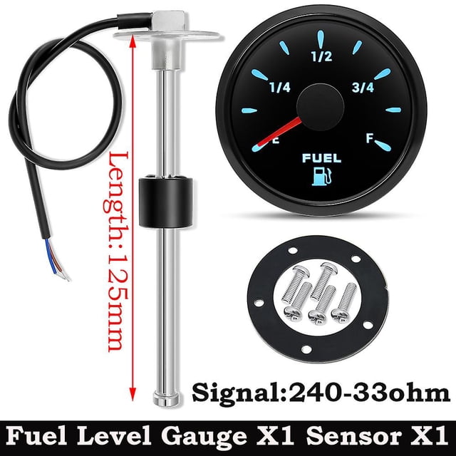 Fuel Gauge 52mm With Fuel Level Sensor 125mm 175mm 275mm 240-33ohm Oil Tank Level Indicator Meter 7color Backlight For Boat