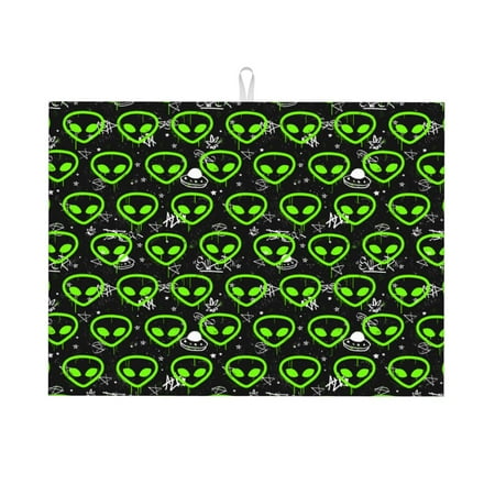 

Zeuib Monster Neon Head Print Dish Drainer Kitchen Counter Kitchen Drying Mat Heat Resistant Drainer Mats Easy to Clean Dish Rack Pad