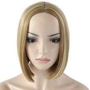 Onedor 11" Short Straight Middle Part Synthetic Heat Resistant Bob Wigs, Full Head Hair Wigs for Women, Girls (R1488H - Highlighted Blonde)
