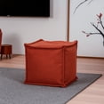 thumbnail image 4 of Ilios Innova | Taburete cuadrado tapizado en tela color terracota, diseño minimalista multifuncional, asiento o reposa pies., 4 of 9