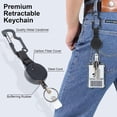 thumbnail image 3 of HSHDLDF Retractable Badge Holders Clip, 3 Pack Heavy Duty Retractable Keychain with Multitool Carabiner,Tactical Badge Reels Key Chain with 25 Inches Steel Cord, 3 of 7
