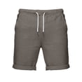 thumbnail image 4 of DDAPJ pyju Mens Cotton Linen Shorts Casual Drawstring Elastic Waist Lightweight Breathable Bermuda Summer Beach Short Pant for Men Gray M, 4 of 7