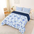 thumbnail image 2 of Manfei Blue Girly Bow Full Size Comforter Sets,Coquette Bowknot Bedding Comforter Set,Navy Blue Reversible,3 Pieces,1 Comforter and 2 Pillowcases, 2 of 7