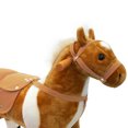 thumbnail image 4 of Qaba Kids Walking Pony Ride on Toy Rocking Horse Neigh Sound Plush w/ Wheel Child Gift 110lb Weight Capacity Brown, 4 of 9