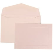 JAM Paper Wedding Invitation Set, Small, 3 3/8" x 4 3/4"- Pearl Card with White Envelope Pearl Simple Border, 100/pack