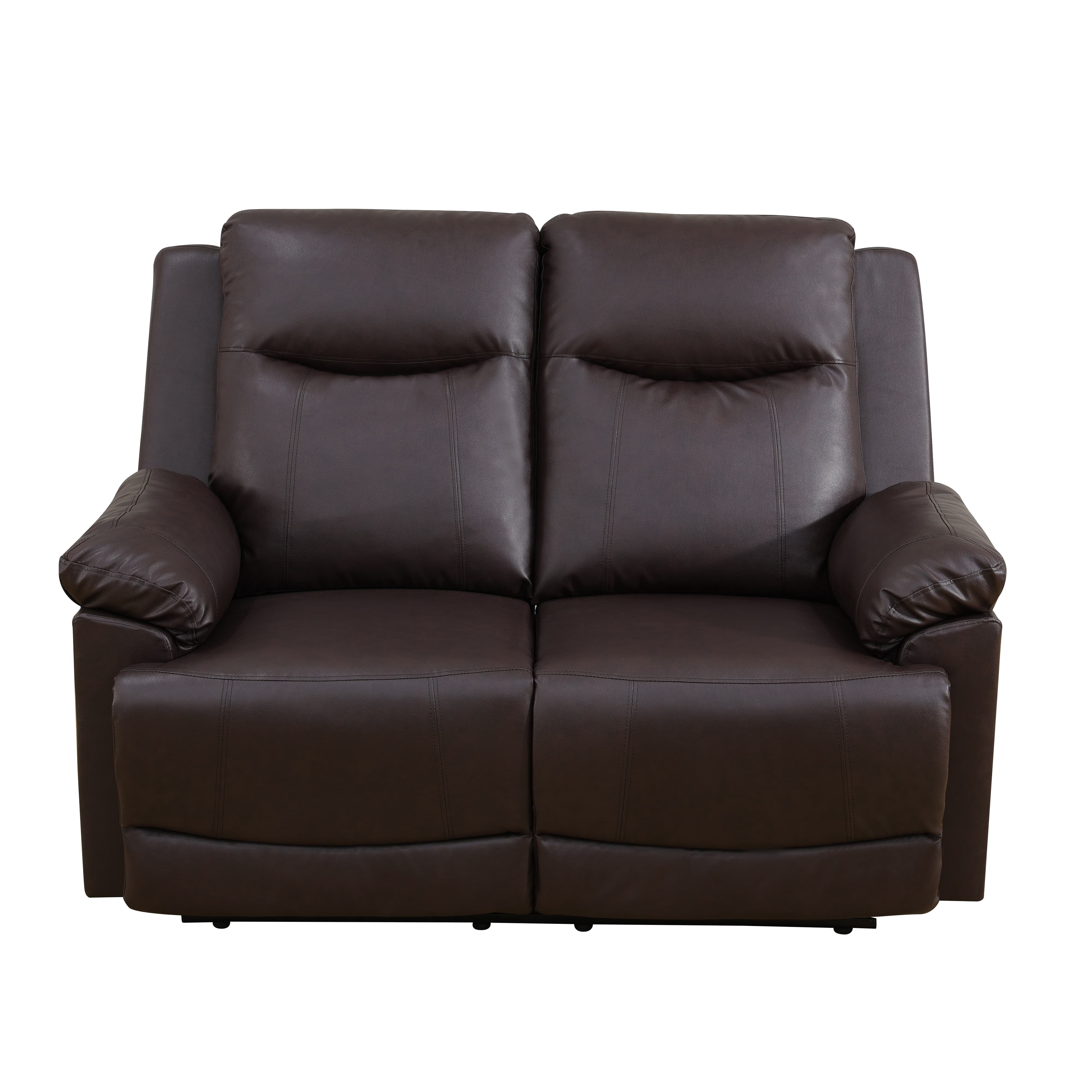 MAYEERTY Reclining Loveseat, 2-Seat Breathable Semi-PU Leather Recliner with Adjustable Backrests for Living Room, Brown
