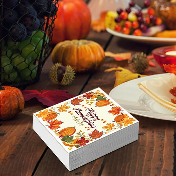 Aodebiao Fall Thanksgiving Party Plates and Napkins Party Supplies, Pumpkin Tablecloth for Fall Harvest Party Decorations, Disposable Tableware for Thanksgiving Dinner Party, Serves 24