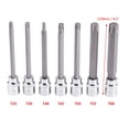 thumbnail image 4 of JUEGO DE LLAVES DE VASO TORX STAR DE 7 PIZAS, EJE Extralargo Con Accionamiento de 3/8 de Pulgada, Acero Al Cromo Vanadio para Sistemas de Fijación Torx, Estuche de Plástico para, 4 of 7