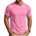 thumbnail image 5 of Mens Shirts Crewneck Short Sleeve Slim Fit T Shirts For Men Stretch Breathable Top Cozy Fitness Clothing Pink 3XL, 5 of 7
