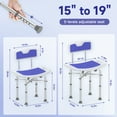 thumbnail image 5 of KEKOY Shower Chair, Height Adjustable Bath Chair with Back 500lb for Shower, Heavy Duty Bath Stool for Tub for Elderly, Senior, Handicap, Tool-Free Assembly, 5 of 10