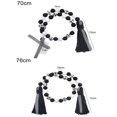 thumbnail image 7 of Cheers.US Black&White Plaid Wood Bead Garland with Tassel Rustic Farmhouse Tiered Tray Decorations Country Rustic Wall Hanging Decor Natural Wood Bead Decoration for Home Festival, 7 of 7