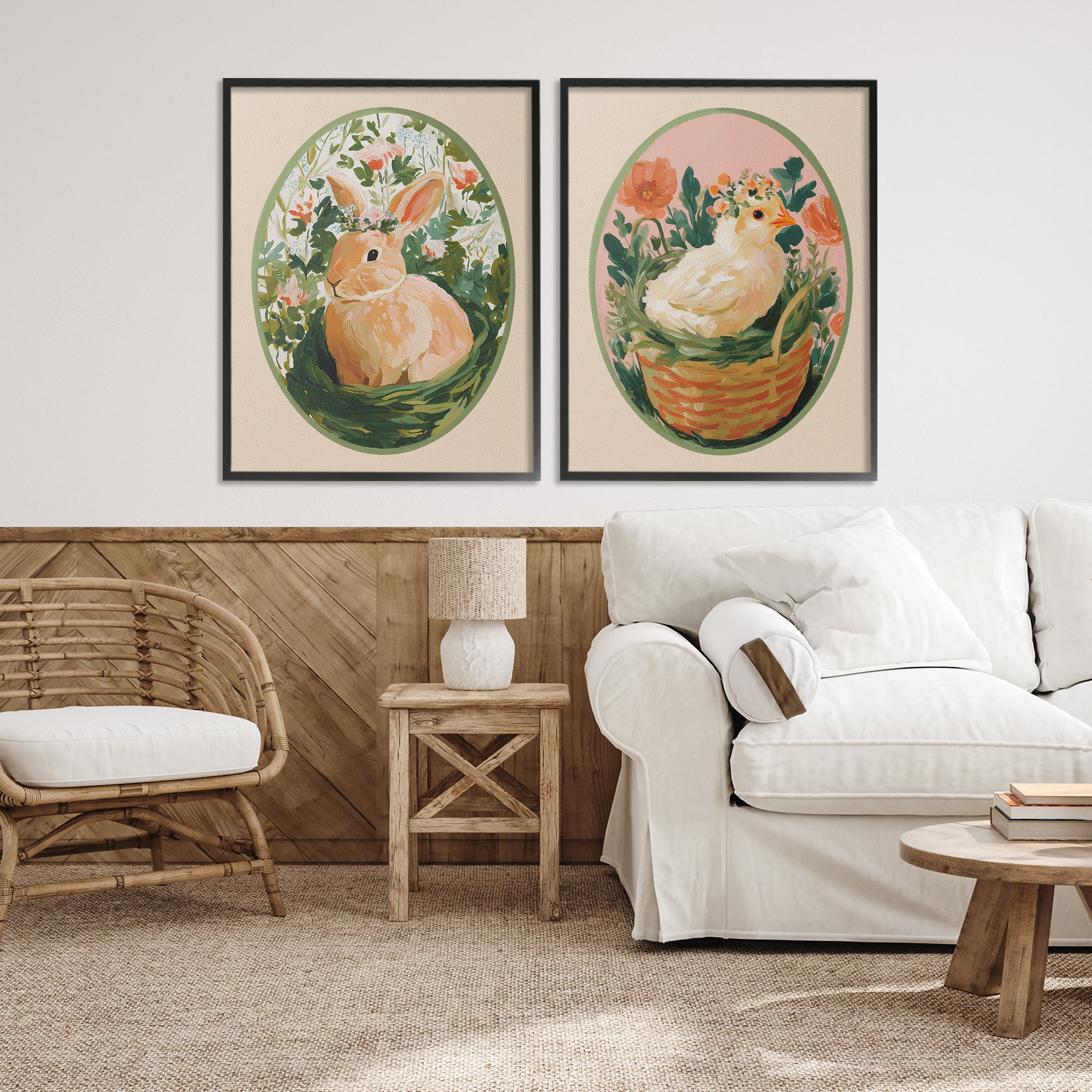 Stupell Industries Bloom Nest Animals 2 Piece Black Framed Giclee Art Set, design by Yen