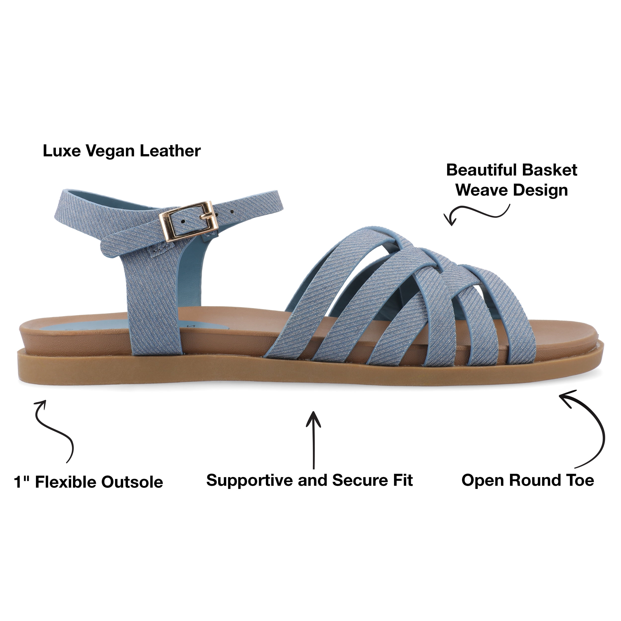 Journee Womens Kimmie Ankle Strap Flat Sandals