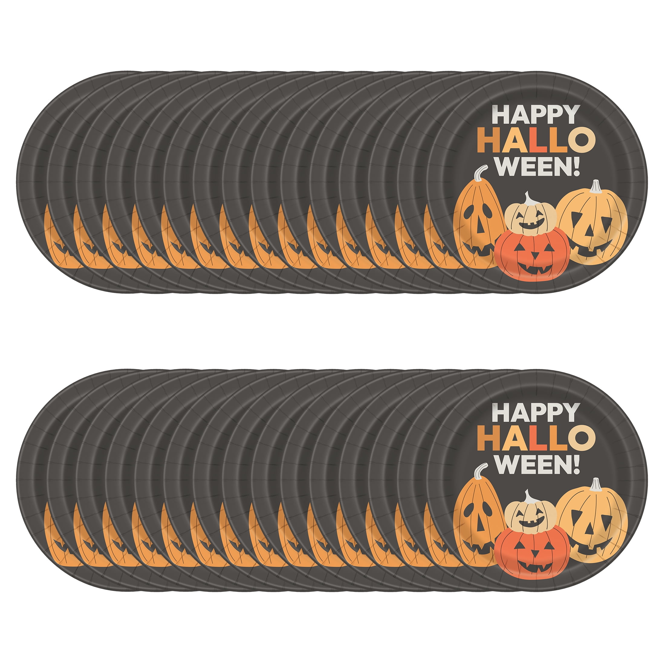 30 Count 9IN Smiling Pumpkins "Happy Halloween" Plates by Way to Celebrate