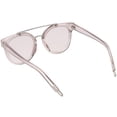 thumbnail image 4 of Translucent Horn Rimmed Sunglasses Metal Crossbar Color Tinted Square Lens 57mm (Purple Silver), 4 of 4