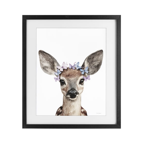 Stupell Industries Bohemian Fawn & Butterfly Wings Black Framed Print Under Glass, 13 x 16, by Svetlana Aleynikova