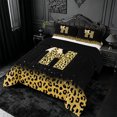 thumbnail image 2 of meiyoeat Personalized Monogram Print Full Size Comforter Sets,Leopard Bowknot Bling Initial Art Bedding Comforter Set For Girl,Black Reversible,3-Piece,1 Comforter and 2 Pillowcases, 2 of 7