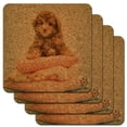 thumbnail image 1 of Poodle Puppy Dog on Pillows Low Profile Novelty Cork Coaster Set, 1 of 4