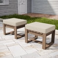 thumbnail image 3 of EAGLE PEAK Natural Real Wood Cedar Ottomans with Beige Cushions, Slat Top for Garden Lawn Porch Balcony, Square, 3 of 9