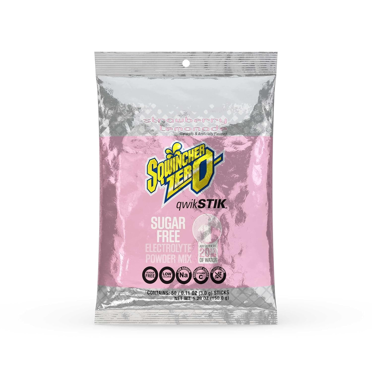 Qwik Stik Sugar Free Drink Mix Powder 0.11 oz., Strawberry Lemonade, PK50