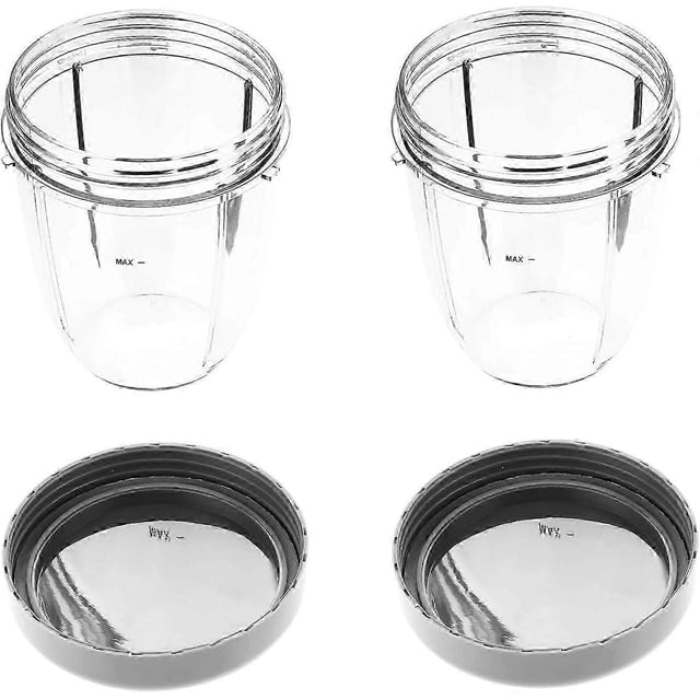 Set of 2 18oz cups with replacement lid for Nutribullet 600 W/900W blender