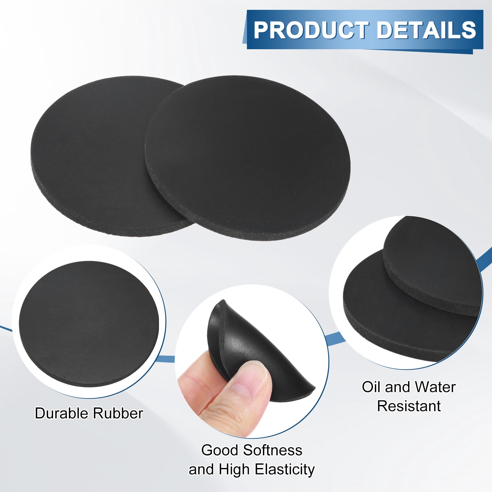 Uxcell 30-Pack Rubber Solid Discs Washers 50mm OD x 3mm Thick for HVAC Black
