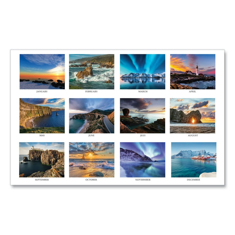 Recycled Earthscapes Desk Pad Calendar, Seascapes Photography, 22 x 17, Black Binding/Corners,12-Month (Jan to Dec): 2024