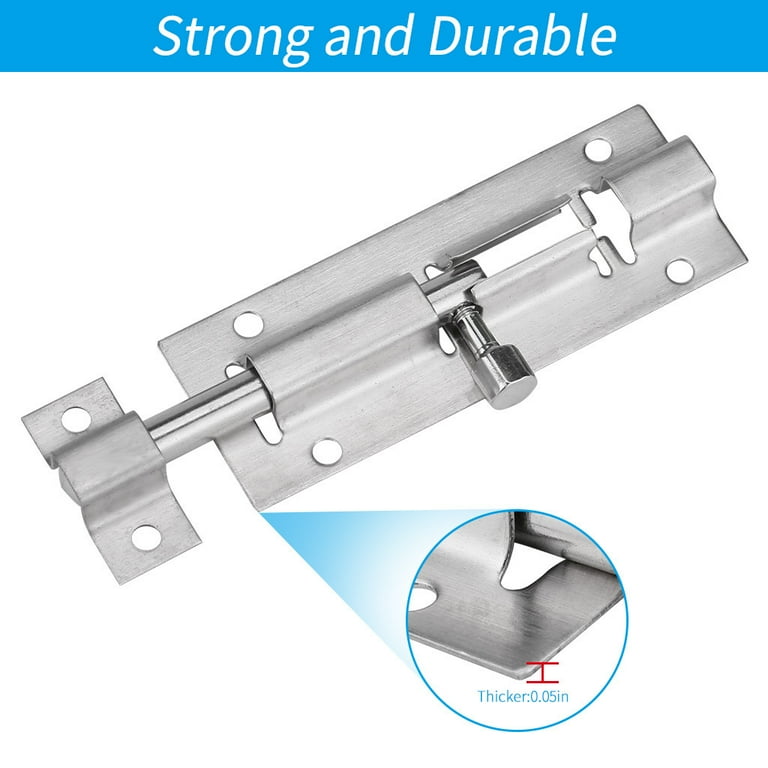 DOMETOUR Door Security Slide Latch Lock, Keyless Entry Door Lock, Thickened  Stainless Steel Sliding Door Lock, Easy to Install Gate, Slide Latch Lock