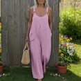 thumbnail image 5 of Yourumao Womens Overalls Adjustable Straps Baggy One Piece Jumpsuits Sleeveless Scoop Neck Straight Leg Pants for Lounge Weekend, 5 of 9
