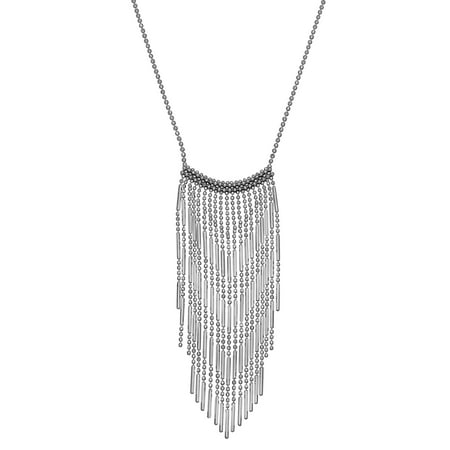 Simply Silver Sterling Silver Bead Fringe Necklace