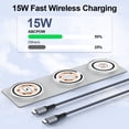 thumbnail image 2 of 15W Samsung Wireless Charger Pad,3 in 1 Travel Foldable Watch 6 Classic Wireless Charging Station Phone Charger Stand Charging Mat Android Fast Charging dock Compatible for Samsung S25 Buds2 Pro Live, 2 of 8