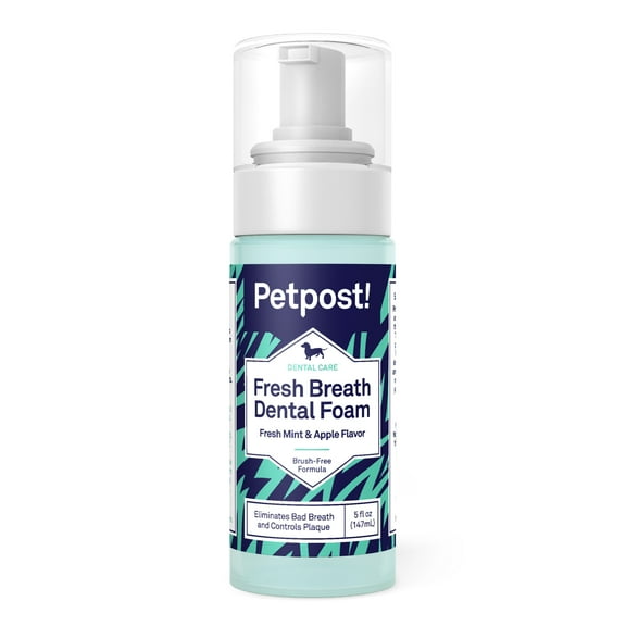 Petpost | Fresh Breath Foam for Dogs - Mint & Apple Flavored Dental Solution that Kills Bad Breath - Natural Tooth Cleaning Treatment