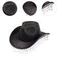 thumbnail image 6 of freneci Cowboy Hat for Women Cowgirl Hat Sparkly Headgear for Props Wedding Carnival Black, 6 of 8