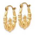 thumbnail image 2 of 14k Polished Claddagh Hoop Earrings in 14k Yellow Gold, 2 of 3